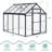 Grey 6x8 Ft Large Walk-in Greenhouse with Roof Vent and Lockable Outward-Opening Swing Door, Heavy-Duty Aluminum Frame Polycarbonate for Garden or Backyard-124940442-124940444