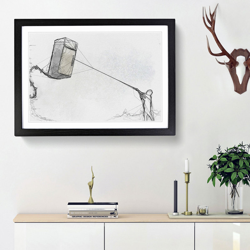 Fridge Kite by Banksy - Picture Frame Graphic Art Print, Black Framed, 62cm H x 87cm W x 2cm D