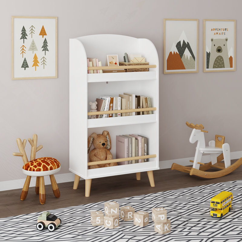 Bibliothèque pour enfants, bibliothèque à 3 niveaux, organisateur de livres, armoire de rangement pour jouets, blanc