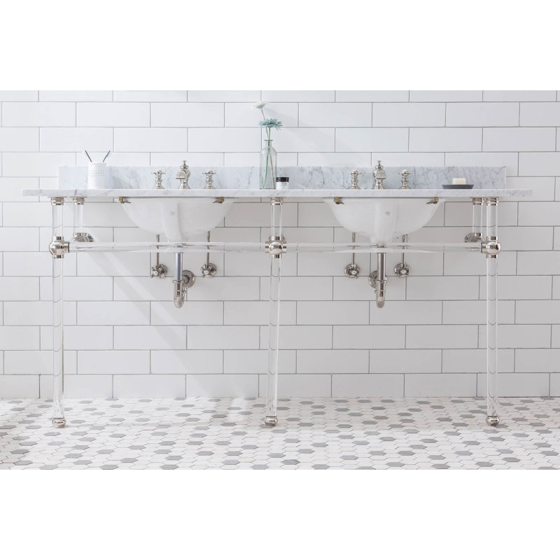Meuble-lavabo de salle de bain Ellie Stone, Nickel poli