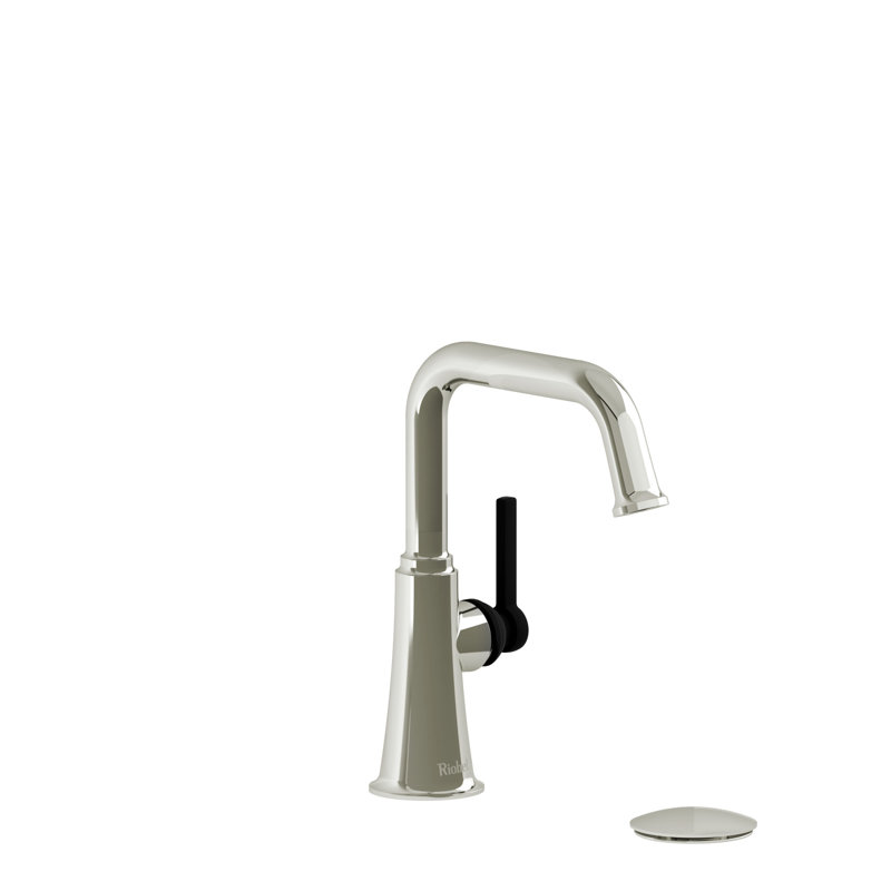 Momenti™ Single Hole Bathroom Faucet with Drain Assembly and U-Spout, Lever Handle, Polished Nickel/Black