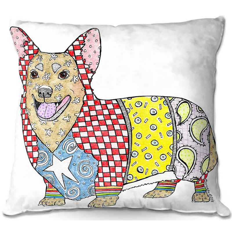  Coussin Couch Corgi, 20 po x 20 po, Blanc