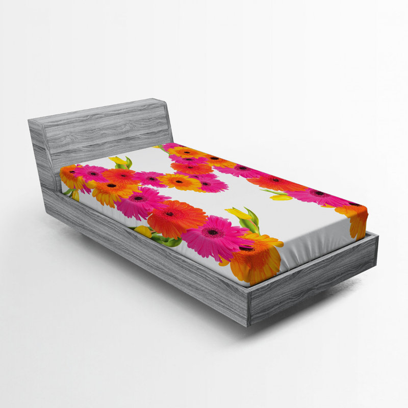 Microfiber Floral Fitted Sheet, Twin Fitted Sheet