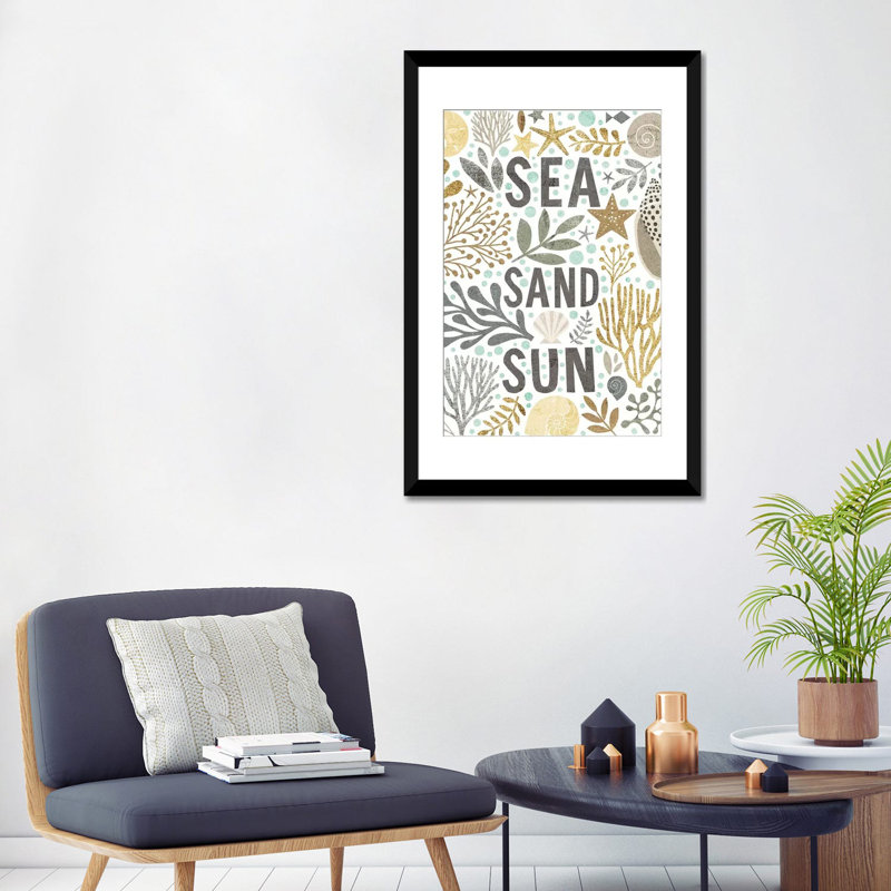 « ix », impression sur toile Under Sea Treasures, H 32 po x l 24 po x P 1 po, Papier d'art encadré noir, Blanc