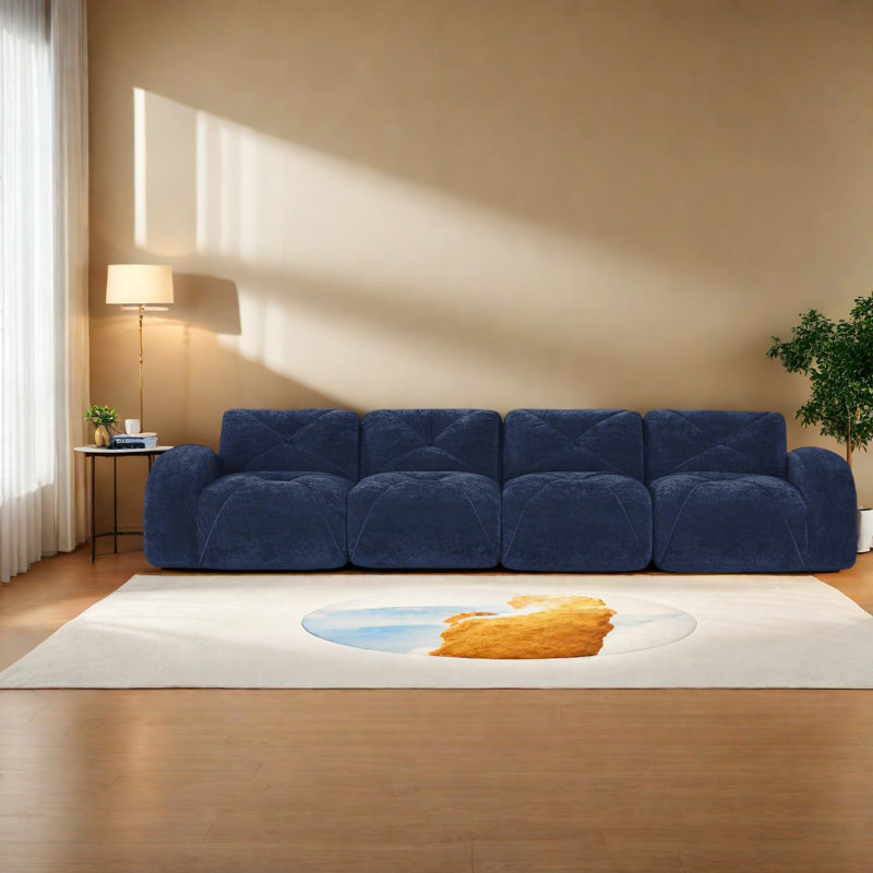 Canapés ergonomiques en velours, conception moderne, sans assemblage pour le salon