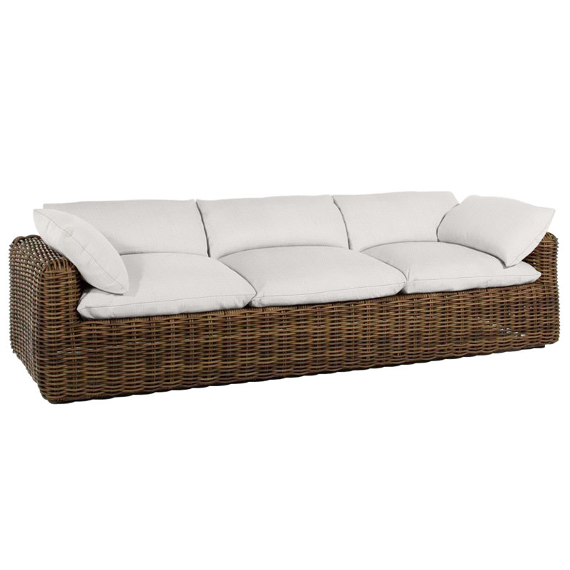 Montecito Woven Sofa - Raffia, Welt, Raffia, Linen Snow