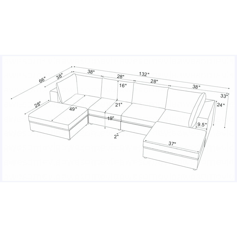 Corduroy Reversible Modular Sectional Sofa, Convertible Customizable Couch for Living Room, Apartment, Studio