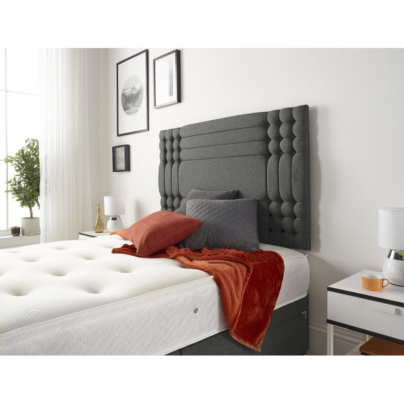 Dennishia Coilsprung Divan Bed Set, Charcoal, Single (3'), 2 Drawers