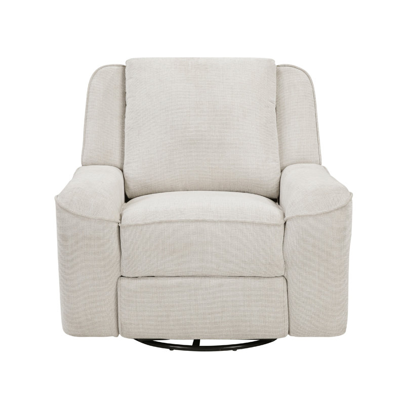 Ruma Swivel Manual Reclining Chair W Tab Pull, Beige Chenille Fabric