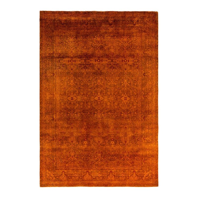 Tapis unique noué à la main Fine Vibrance - doré, 6 pi 0 po x 8 pi 10 po