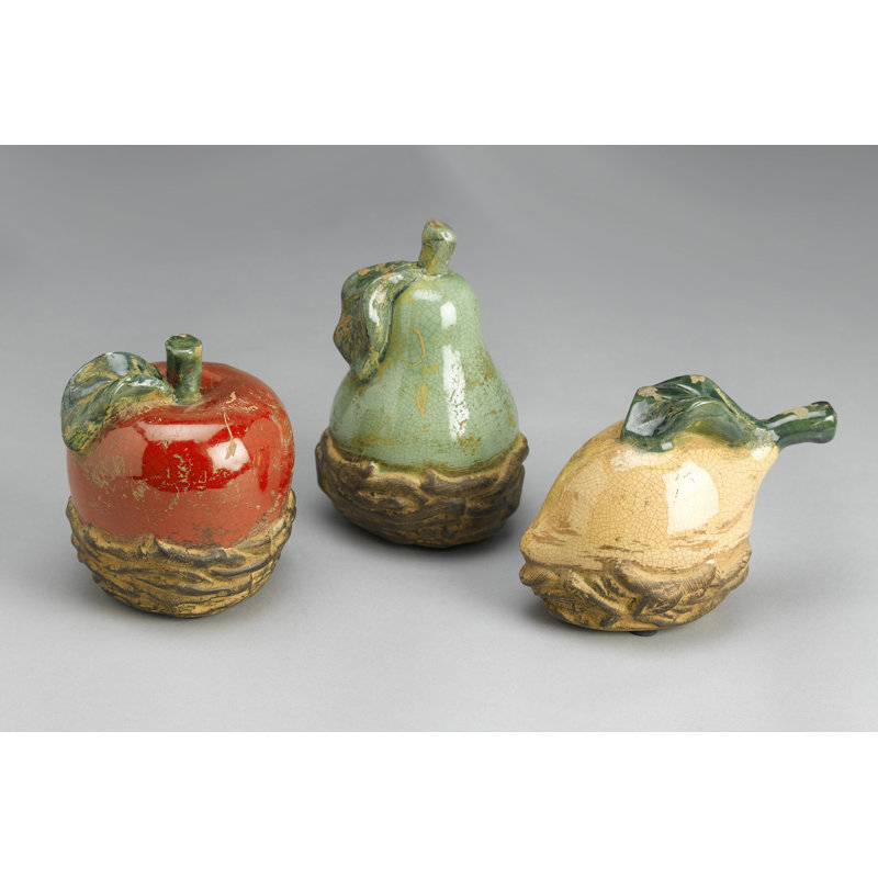 3-Piece Ceramic Fruit Sculpture Set