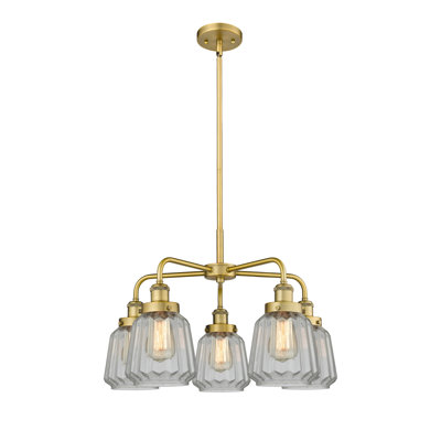 Lustre irrégulier à intensité variable en verre à 5 lumières Chatham