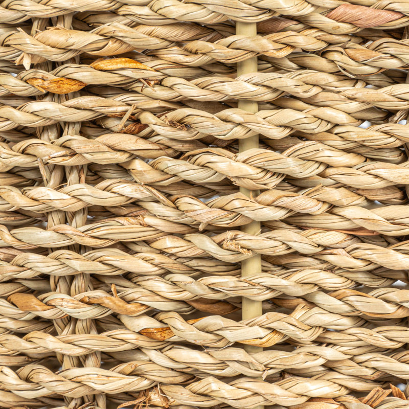 Woven Seagrass Wastebin with Scalloped Edge