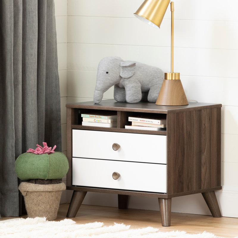Rafferty 2- Drawer Nightstand, Natural Walnut/Pure White
