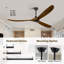 Ventilateur de plafond moderne en bois massif 3 pales avec télécommande-1430365068-1430365069