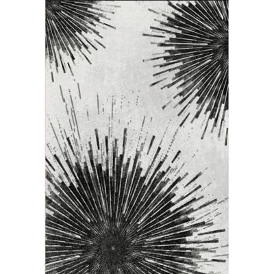 Washable Faux Wool Low Pile Abstract Print Rug Indoor&Outdoor Decor