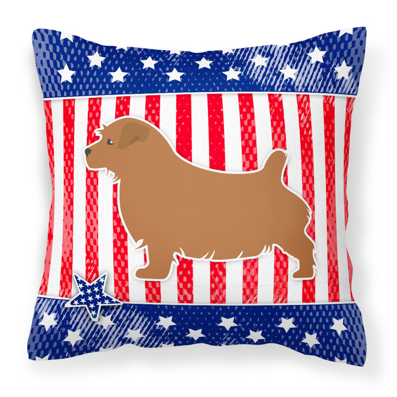 Coussin décoratif intérieur/extérieur patriotique usa norfolk terrier, H 18 po x l 18 po x P 3 po
