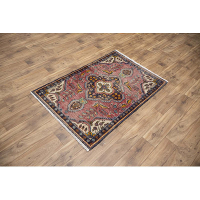 Tapis oriental traditionnel en laine noué à la main 3 pi 4 po x 4 pi 8 po
