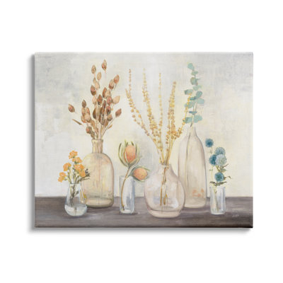 Autumn Wildflower Farmhouse Bouquets Rustic Floral Painting Canvas Wall Art by Julia Purinton