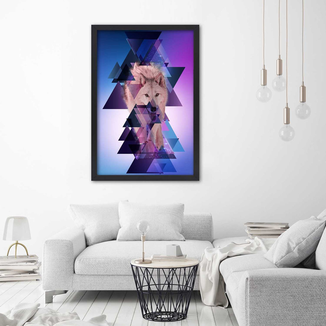 Gerahmtes Poster Geometrie und der Wolf