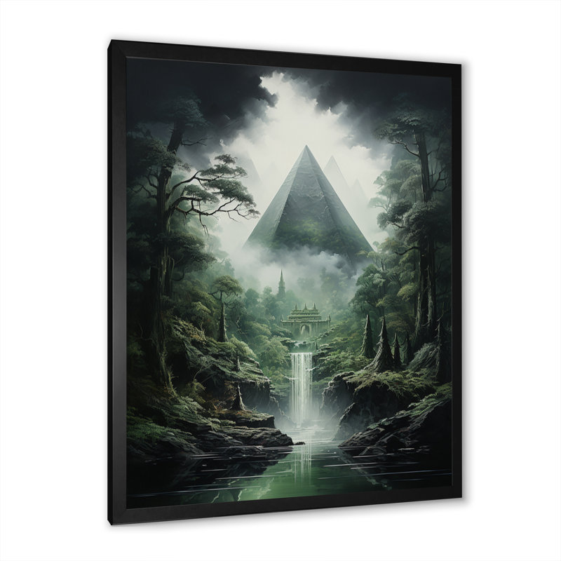 Pyramide monochrome enigma - décor mural paysages urbains, H 20 po x l 12 po x P 1 po, Cadre photo noir