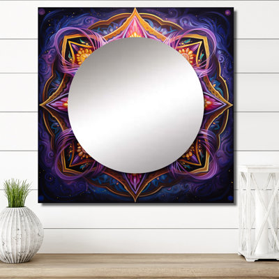 Xola - Grand miroir mural carré Boho Mandala pour chambre à coucher