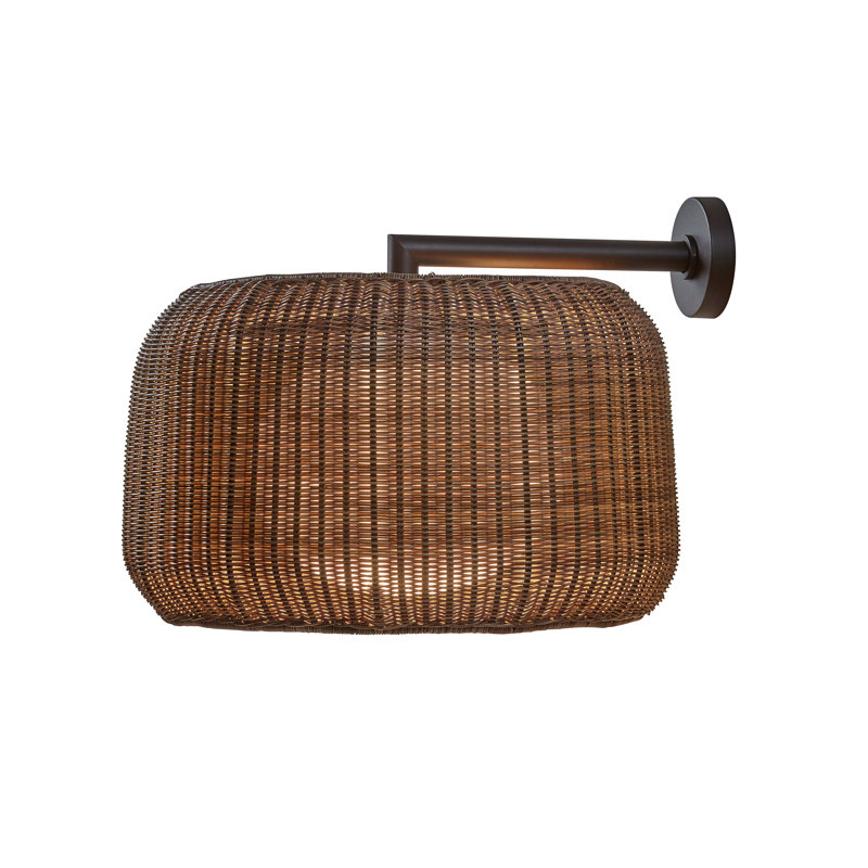 Fora 2 - Light Armed Sconce, Graphite Brown, Rattan Brown, No