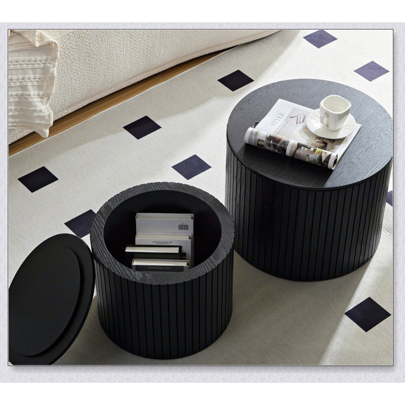2-Pieces Nesting Coffee Table Set, Black