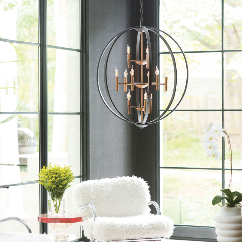 Euclid 12-Light Globe Pendant, Cement Gray