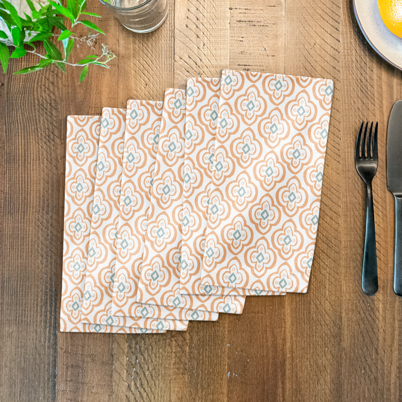 Eliah Cotton Geometric Square Napkin, Light Pink