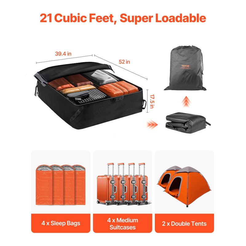 Car Rooftop Cargo Carrier Bag, 21 Cubic Feet Cargo Carrier For Car Roof, 100% Waterproof 900D Oxford Cloth Roof Luggage Bag For All Vehicle With/Without Rack- With Lock, Non-Slip Mat, Door Hooks