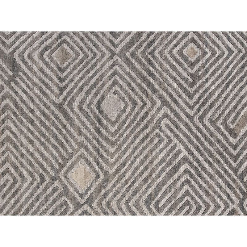 Tapis brun et multicolore de haute qualité noué à la main, Rectangle de 10 pi x 14 pi