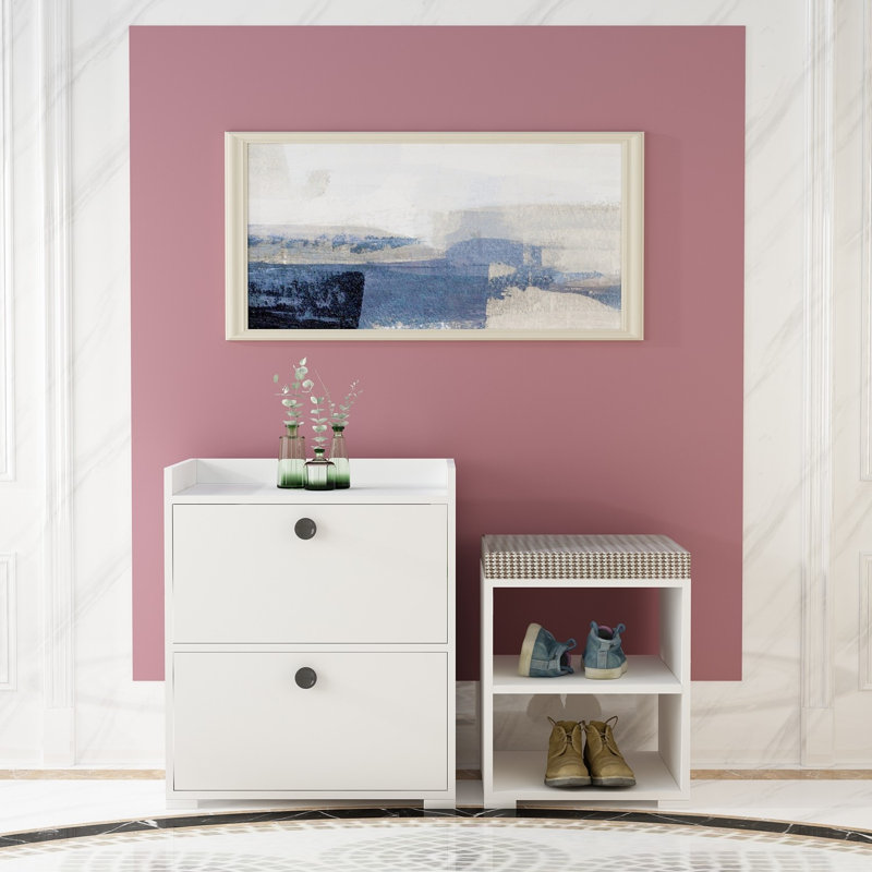 Armoire de rangement pour chaussures 4 paires, Blanc