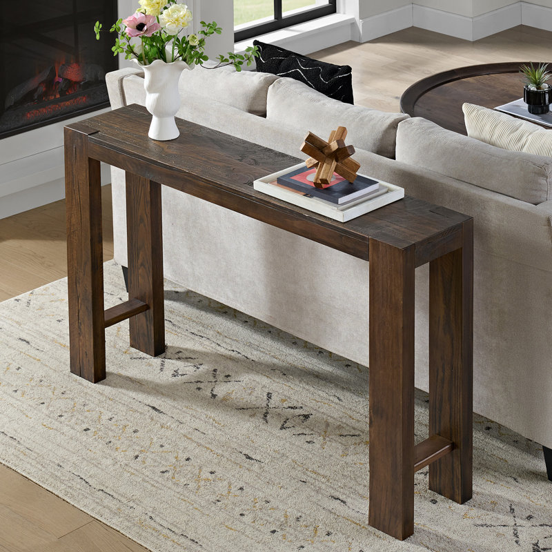Solid Wood 56" Console Table, Brown, 32" H x 56" W x 12" D, Brown