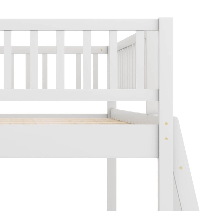 Lit double superposé au-dessus de grand lit double avec échelle et garde-corps, lit superposé en bois, divisé en 2 lits plateforme pour adultes
