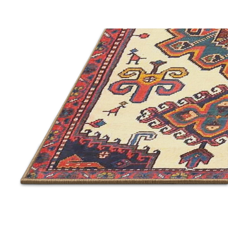 Tapis oriental beige / rouge / bleu, Rectangle 6 pi x 9 pi