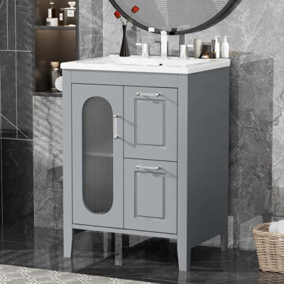 Drawers Nightstand with Metal Legs,