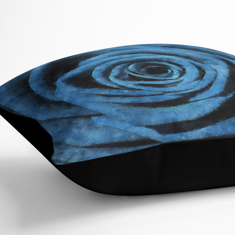 Pretty Rose Cushion with Filling, 55cm H x 55cm W x 20cm D, Black