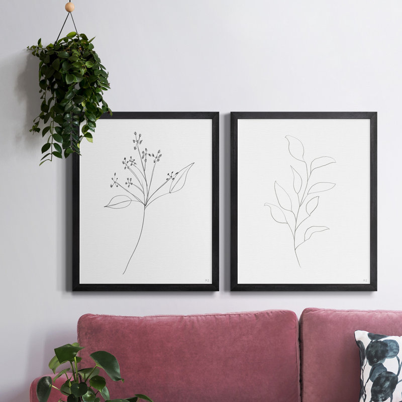 Botanical Gesture V - Toile encadrée de qualité supérieure - prête à être accrochée