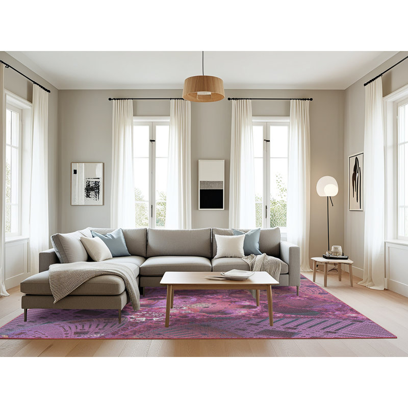 Tapis mauve à métier motorisée, Rectangle 8 pi x 12 pi