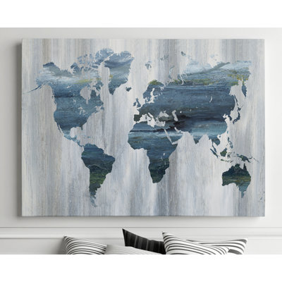 'Textural World Map' Graphic Art Print on Canvas