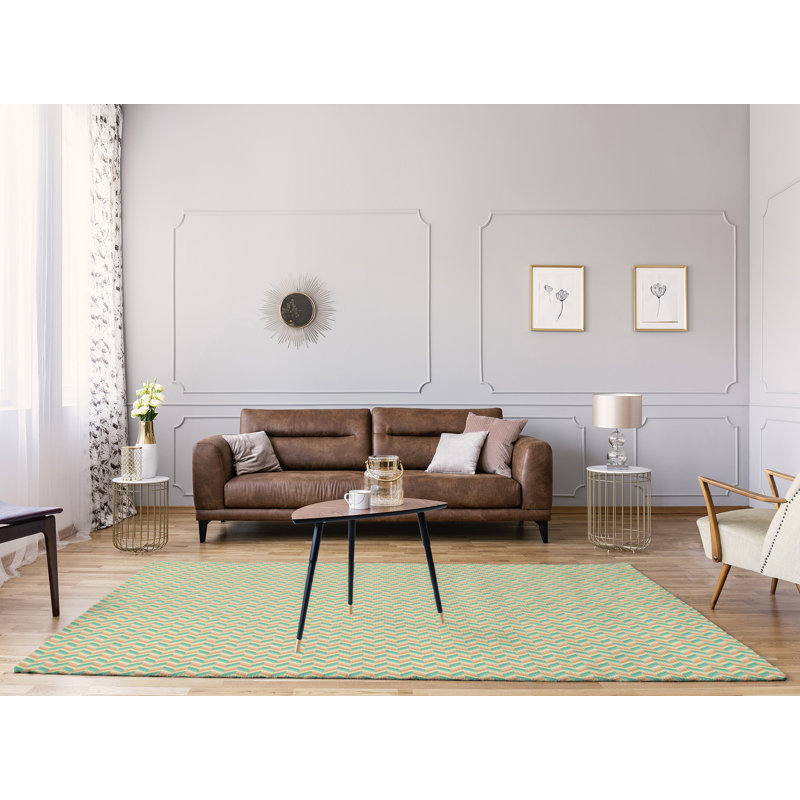 Tapis à chevrons vert/kaki area, Rectangle 9 pi x 12 pi