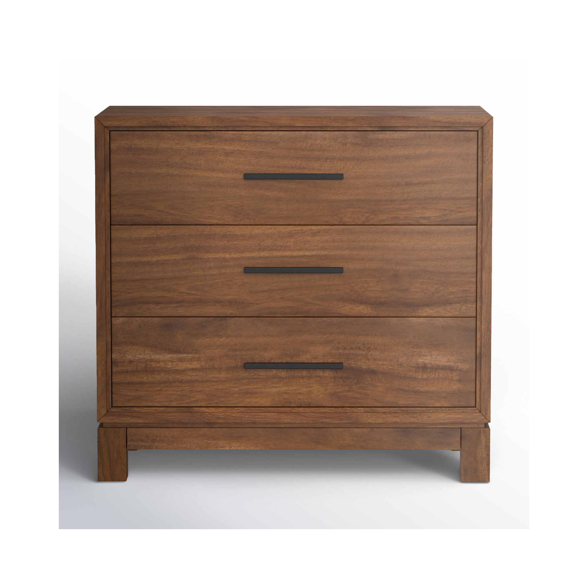 Wrightia 36" W 3-Drawer Solid and Manufactured Wood Dresser with Felt-Lined Drawers, Honey Maple