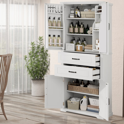 Multi-functional Storage Cabinet With Adjustable Shelves & 2 Drawers