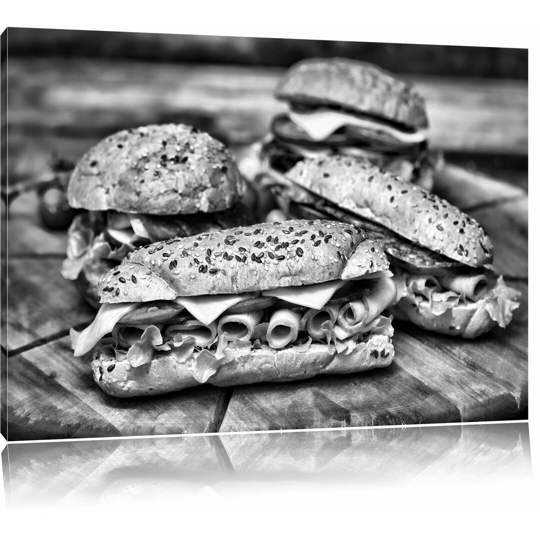 Leinwandbild Köstliche Sandwiches in Monochrom