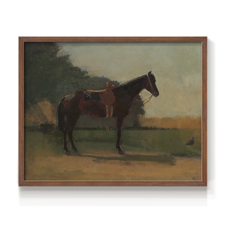 Cheval de selle - impression encadrée - réarmable, H 16 po x l 20 po, Noyer