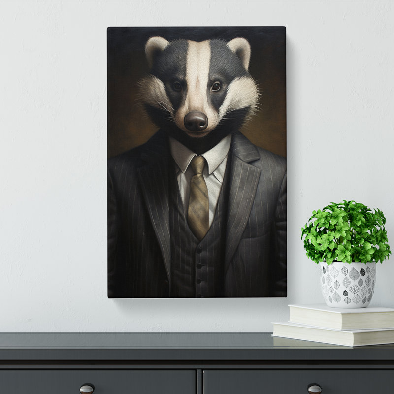 Badger In A Suit Painting No.2 - Wrapped Canvas, 60cm H x 40cm W x 3cm D