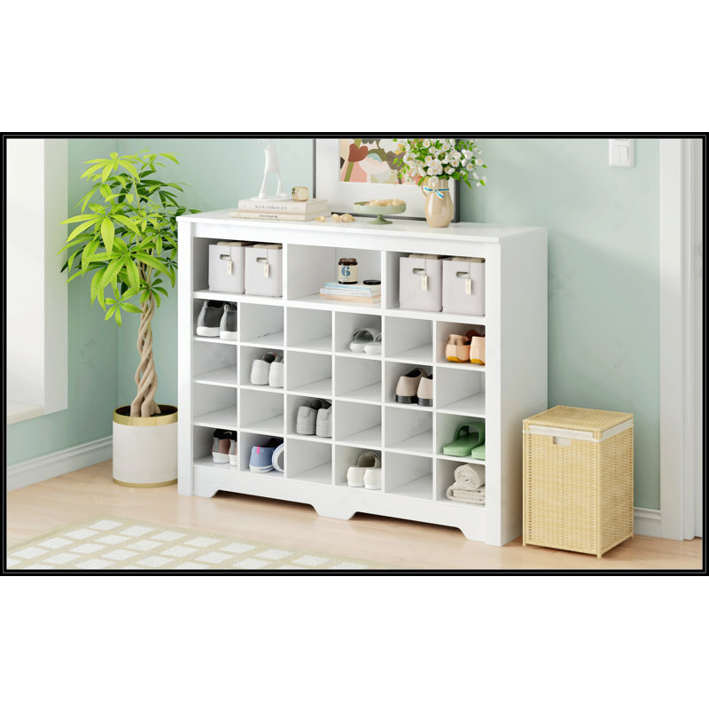 Console à 24 casiers au design épuré, Blanc