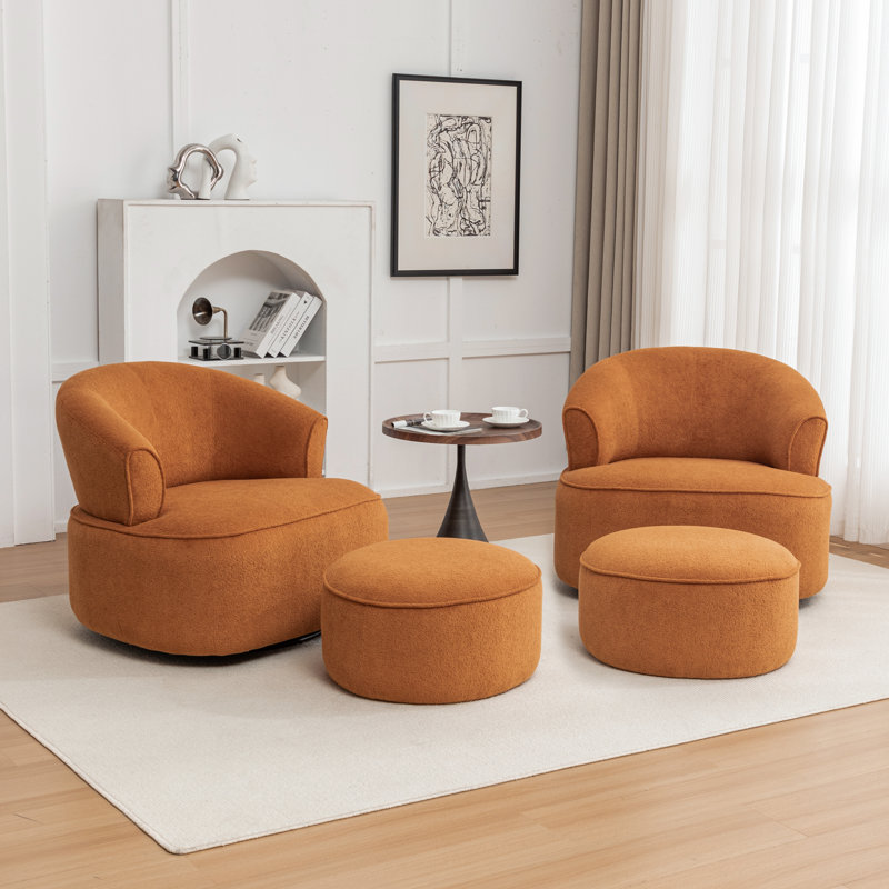 Chaise pivotante rembourrée en polyester avec repose-pieds, Polyester orange
