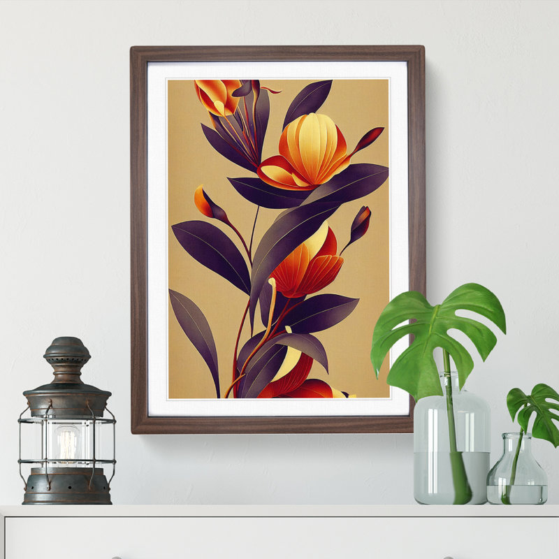 Angelical Flowers - Framed Print, 34cm H x 25cm W x 2cm D, Walnut